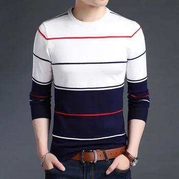 2021 Nou Brand De Moda Pulover Barbati Pulover Cu Dungi Slim Fit Jumperi Knitred Lână Toamna Coreeană Stil Casual Barbati Haine