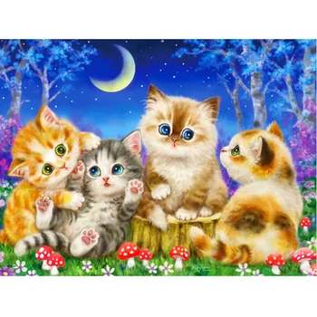 Complet Piața Diamant 5D DIY Diamant Pictura Patru pisici Drăguț Broderie Cusatura Cruce Stras Tablou Mozaic Decor animal
