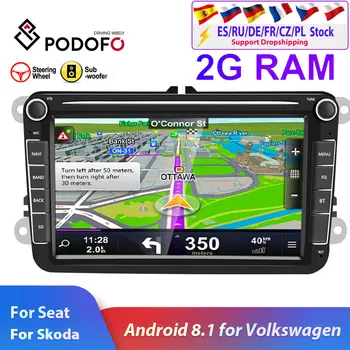 Podofo auto 2din radio Android 8.1 Pentru VW/Volkswagen/Golf/Polo/Passat/b7/b6/SEAT/leon/Skoda 8