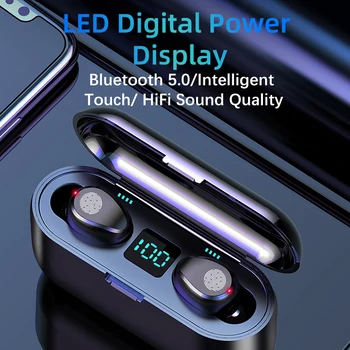 ROCKSTICK Noi F9 Căști fără Fir Bluetooth 5.0 Cască TWS Mini HIFI In-ear Sport Funcționare Cască pentru toate smartphone-uri HD de Apel