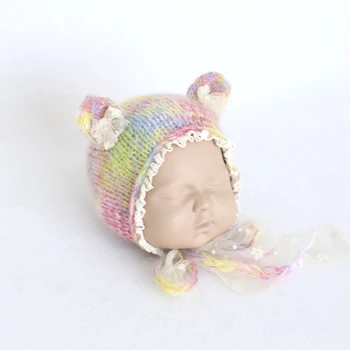 Roz minunat lucrate manual, croșetat pălărie nou-născut elemente de recuzită pentru fotografie copil tricot capota copil sedinta foto elemente de recuzită
