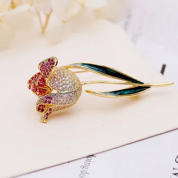 SINZRY Elegant de bijuterii de mireasă accesoriu cubic zircon micro pavate epoxidice floare trandafir broșe pin doamna dressing accesoriu