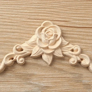 10BUC Florale Lemn Sculptat Decal Colț Aplicatiile Decora Rama din Lemn, Figurine Cabinet Decorative