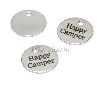 10buc/lot Happy camp farmecul argint ton mesaj charm pandantiv 20mm