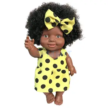 10inch Realist Renăscut Papusa African American Fata de Copil Papusa Poarta o Rochie cu imprimeuri Florale & Bowknot Frizură de Crăciun Cadouri de Ziua de nastere
