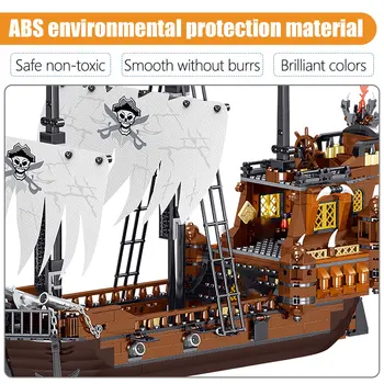 1171pcs Creator Piratii din Caraibe Model de Navă Blocuri Filme Tehnice Figuri cu Barca Cărămizi Luminează-Jucarii pentru Copii