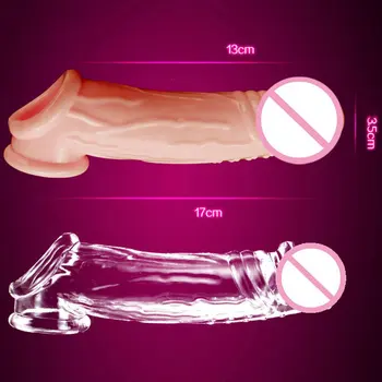 17CM Extinde Prezervativ Reutilizabile Penis Întârziere Impotenta Contraceptive Extensia G Punctul Moale din Silicon Vibrator Maneca Jucarii Sexuale Pentru Barbati