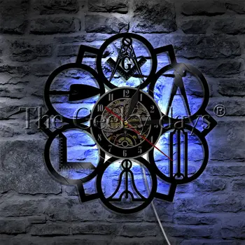 1bucată Masonice Free Mason Logo disc de Vinil de Perete Ceas de Perete de Epocă Arta Acasă Decorative Moderne de Tăiat cu Laser Longplay Ceas de Timp
