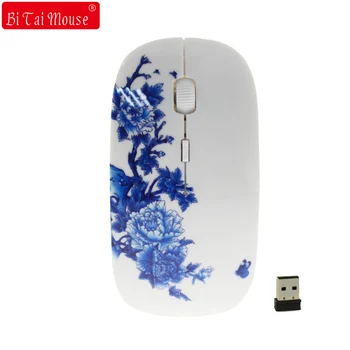 2.4 Ghz Chinez albastru și alb portelan Mouse-ul fără Fir mouse-urile Optice 1200 DPI Mouse-ul fără Fir Pentru Computer PC