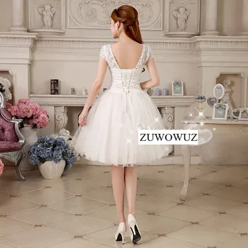 2017 Nou Plus dimensiunea rochie de mireasa scurta de mireasa rochie de minge simplă ieftine coreean sexy elegant dantelă albă diamant bling c13xxn