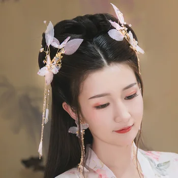 2019 Eleganță Tradițională Chineză Nunta Accesorii De Par Floare Diadema De Mireasa Headpins Ciucure De Aur Hairwear Bijuterii