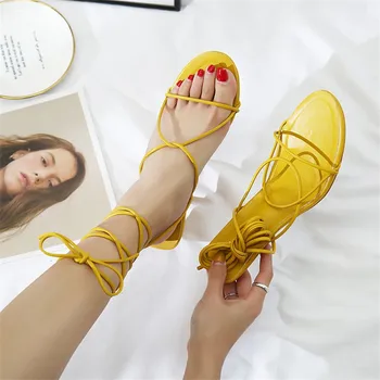 2019 NOI de Vara Sexy PU Pantofi cu Toc inalt, Sandale Gladiator Glezna Strappy Deschide Degete Stilettos Bej Rochie de Petrecere Pompe de Pantofi