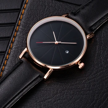 2020 Nou Elegant Barbati Ceas Rose Gold Cadran Analog Cuarț Ceas De Mână Din Piele Watchband Ceas Simplu Reloj Hombre