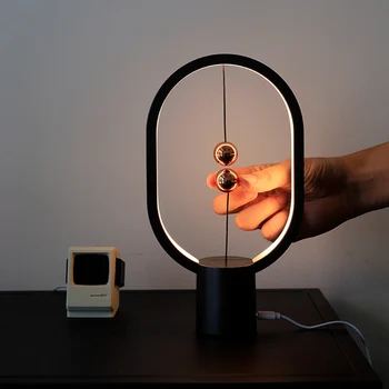 2020 Nou USB Alimentat Mini Elipsă Magnetic Mijlocul-aer Comuta Lumina de Noapte Echilibru LED Masă Lampă de Birou Decor Acasă