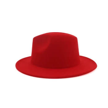 2020 noul Negru Rosu Mozaic Lână Simțit Jazz Pălării Fedora Catarama Decor Femei Unisex Margine Largă Panama Petrecere Trilby Cowboy Capac