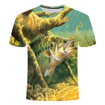 2020 Pescuit Noi T - shirt Stil de petrecere a timpului Liber Digital Pește 3D de Imprimare T-shirt pentru Bărbați și Femei tricou de Vara cu Maneci Scurte O-gât