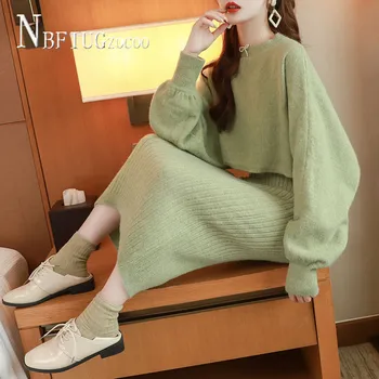 2020 Toamna Iarna Nou-Coreean De Tricotat Femei Seturi De Pulover Și Rochie De Sex Feminin Seturi