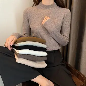 2021 primăvară de moda pentru femei jumătate pulover guler feminin îngroșarea maneca lunga face necăptușit de sus de îmbrăcăminte tricotat topuri