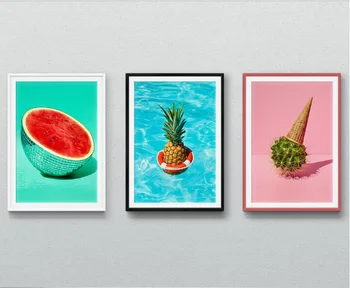 3 Piese Moderne, Decor Acasă Postere Ananas, Pepene Verde Fructe Panza Pictura Arta De Perete De Imagine Pentru Camera De Zi Bucatarie Camera