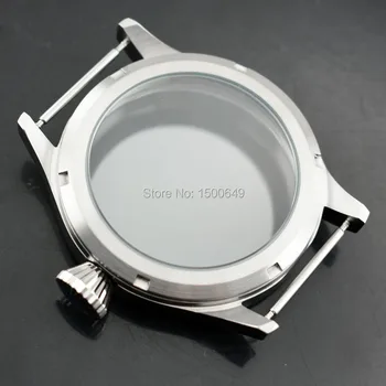 43mm safir de sticlă Complet din oțel inoxidabil Periat caz grijă conectica se potrivesc ST3600 ETA 6497 6498 mână de lichidare ceasuri mecanice