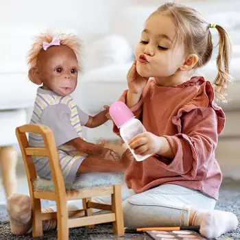 47cm Maimuță Nou-născut Jucărie Moale Gel de Siliciu Manual Detaliat Vopsea Renăscut Baby Doll Cu biberon Suzeta