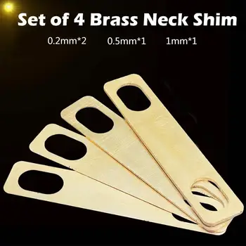 4BUC Chitara Neck Shim 0,2 mm, 0.5 mm, 1mm Grosime Sporită Garnitură de Metal Pe Chitara Electrica Bass Gât Alamă Shim Lutier Instrument