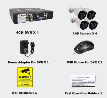4CH Sistem de Supraveghere Video Kituri 1080p 720p de Exterior rezistent la Intemperii Glonț AHD Camera de Securitate DVR Zi-Noapte Acasă CCTV Sistem