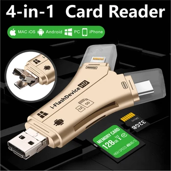 4in1 Cititor de Card usb-C, Micro USB, MicroSD, Adaptor pentru Android ipad/iphone 7 8 X plus 6s5s Macbook OTG TF SD Cardreader Y Cititor