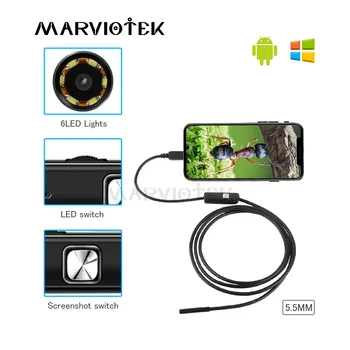5.5 mm 1M/1,5 M 6 LED Endoscop Mirco USB Endoscop cu Camera Android rezistent la apa de Conducta PCB PC-ul de Inspecție Mini Camera Endoscop HD