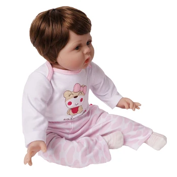 55cm Renăscut Baby Doll Nou-nascut Bebe Fata Silicon Vinil Roz Tinuta