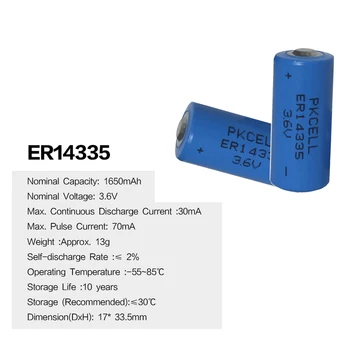 5pcs PKCELL 3.6 V 2/3AA liSOCL2 baterie cu Litiu ER14335 14335 baterii 1650mah primar bateriei înlocuiți pentru TADIRAN TL-4955