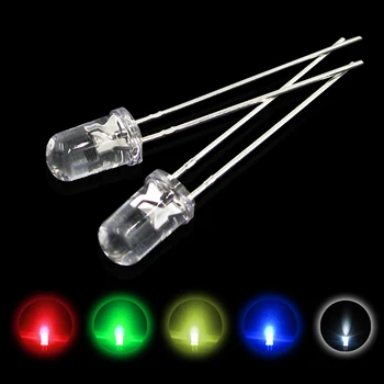 5valuesx200pcs=1000pcs-uri ultra-luminoase Roșu/Verde/Albastru/Alb/Galben Ultra Luminoase 5 mm Rotund LED F5 Led