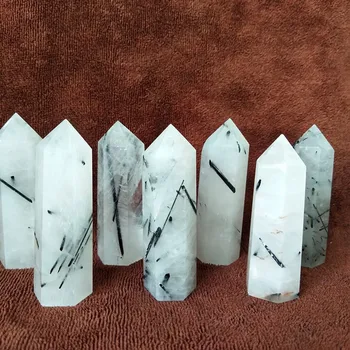 7pcs/lot piatra Naturala cuart cristal bagheta punct de turmalina neagra obelisc feng shui chakra energie Întunecată de vindecare cristale