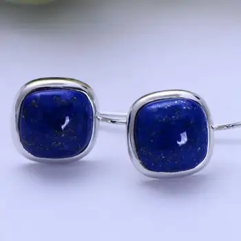 925 De Bijuterii De Argint Natural Lapis Lazuli Cercei Pentru Femeile De Formă Pătrată Simplu Moda Cercel Oorbellen Voor Vrouwen