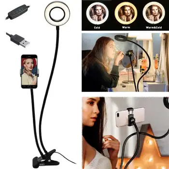 9cm USB Umplere cu LED-uri de Lumină Inel Cu Suport Reglabil Clip Și Suport de Telefon Suport Estompat Led Camera Ringlight Pentru Fotografie în aer liber