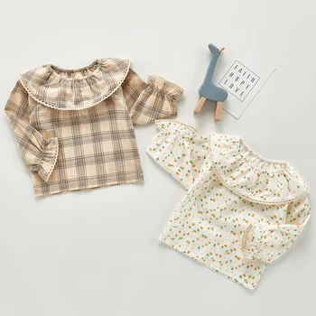 Adorabil copil nou-născut fete bluza de Primavara toamna florale/design carouri cu maneca lunga pentru sugari copii tricou pentru fete bluze pentru copii tricou