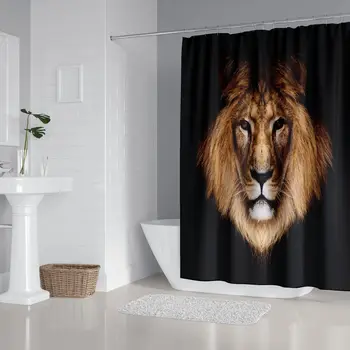 Aggcual Animale de imprimare digitală leu perdea de duș baie decor Baie cortina impermeabil tesatura de Poliester cu cârlige y36