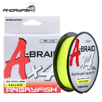 Angryfish O panglica 327Yds/300M Linie de Pescuit Împletitură de Pescuit Linie 4 Fire PE Linie de Pescuit Multifilament Super Strong15-80LB