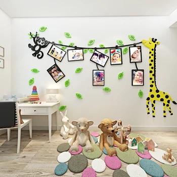 Animale, girafă maimuțe rama Foto DIY Pepinieră decor camera pentru copii autocolante de perete