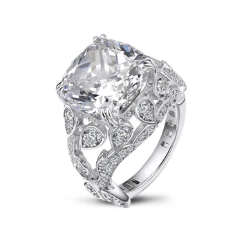 ANZIW10 de Carate, Tăiat Pernă Inel Simulate de Logodna cu Diamant de Nunta de Argint Inel Mare Cadou de Lux Bijuterii pentru Femei