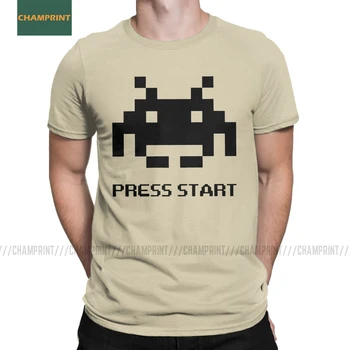 Apăsați Start Space Invaders T-Shirt pentru Bărbați Marțienii Invazia Străinilor de Fotografiere Joc Bumbac Tricouri Tricou Maneca Scurta 4XL 5XL Topuri