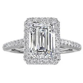 Argint 925 Logodna Inele de nunta pentru Femei Smarald tăiat 4CT Simulat Diamant Bijuterii de Platină dimensiune 5,6,7,8,9,10