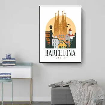 Barcelona, Catalonia, Spania De Călătorie Printuri Panza Pictura Arta De Perete Tablou Pentru Dormitor Decor Acasă