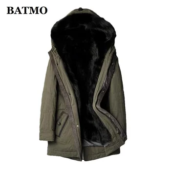 Batmo 2019 new sosire de iarnă de înaltă calitate cald natural real blana de lup linie jacheta cu gluga pentru barbati,cu gluga de iarna parka barbati
