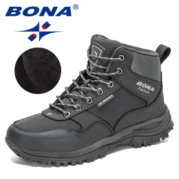BONA 2020 Noi Designeri Casual Pantofi pentru Bărbați Anti-derapare Ține de Cald Alpinism Pantofi Trekking Om Mare Sus Cizme de Pluș Mansculino
