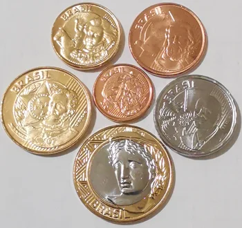 Brazilia 2004-2013 1 Cent-1 Set Complet 6 Piese Unc Originale Reale De Colectare De Monede