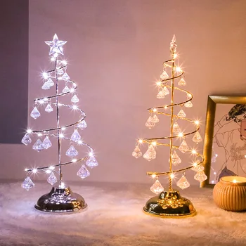 Camera dormitor de Crăciun decorativ, lampa de masa LED cristal brad de Crăciun lampa fata cu inima de cupru Veioza petrecere decoratiuni