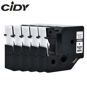 Cidy 5pcs 45803 Compatibil Dymo Labelmanager 19mm D1 Negru pe Alb Dymo Filtru 45808 Eticheta Banda de Cartușe pentru DYMO LM160 LM280
