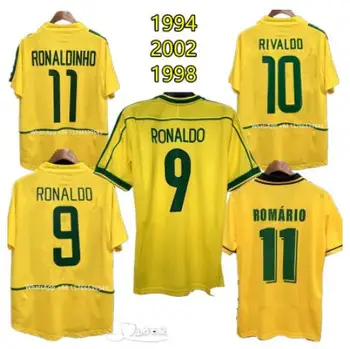 Clasic retro 2002 RONALDINHO #11 RIVALDO #10 T-shirt 1994 ROMARIO #11 1998 RONACDO #9 cămașă de înaltă calitate