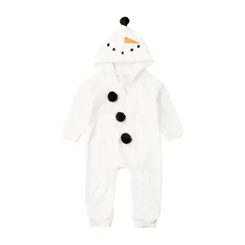 Copil drăguț Nou-născut Fată Băiat Toamna Iarna Fuzzy Romper Maneca Lunga Fleece om de Zăpadă Salopeta cu Fermoar Copil Haine de Crăciun 0-3Y